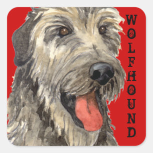 Irländska Wolfhound Färg Block Fyrkantigt Klistermärke