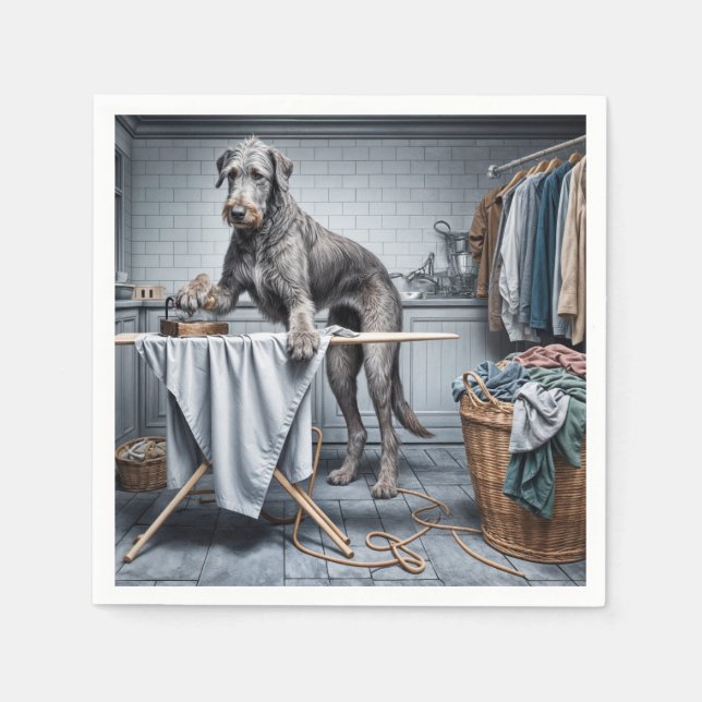 Irländska Wolfhound Ironing Clothes Pappersservett (Framsidan)