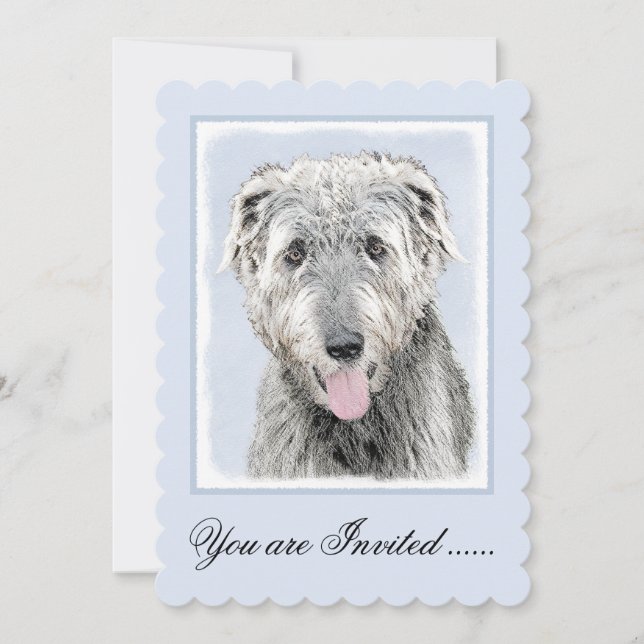 Irländska Wolfhound Painting - Cute Original Hund  Inbjudningar (Framsida)