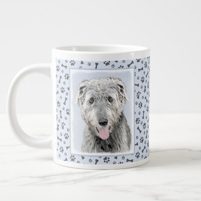 Irländska Wolfhound Painting - Cute Original Hund  Jumbo Mugg (Vänster)