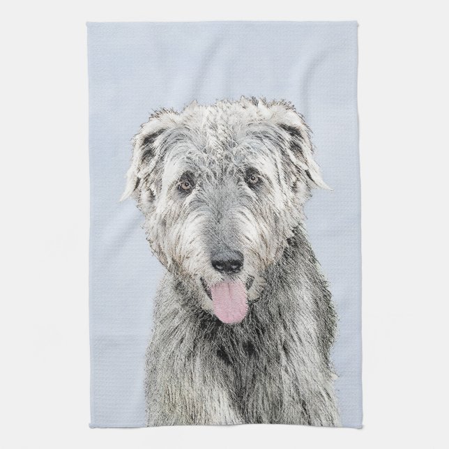 Irländska Wolfhound Painting - Cute Original Hund  Kökshandduk (Vertikal)