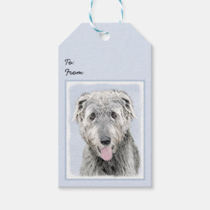 Irländska Wolfhound Painting - Cute Original Hund Presentetikett