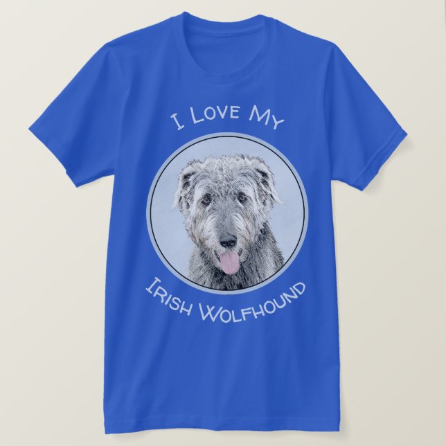 Irländska Wolfhound Painting - Cute Original Hund  T Shirt (Design framsida)