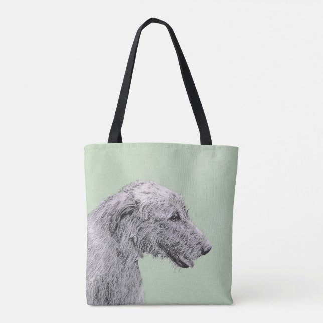 Irländska Wolfhound Painting - Cute Original Hund  Tygkasse (Baksida)