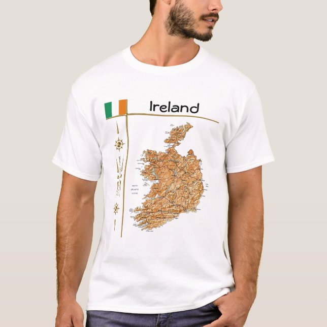 Irlandskarta + Flagga + Titel T-Shirt (Framsida)
