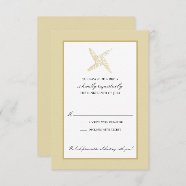 Irländskt Bröllops-Svar på Brigidskorset Inbjudningar (Fram/baksida)