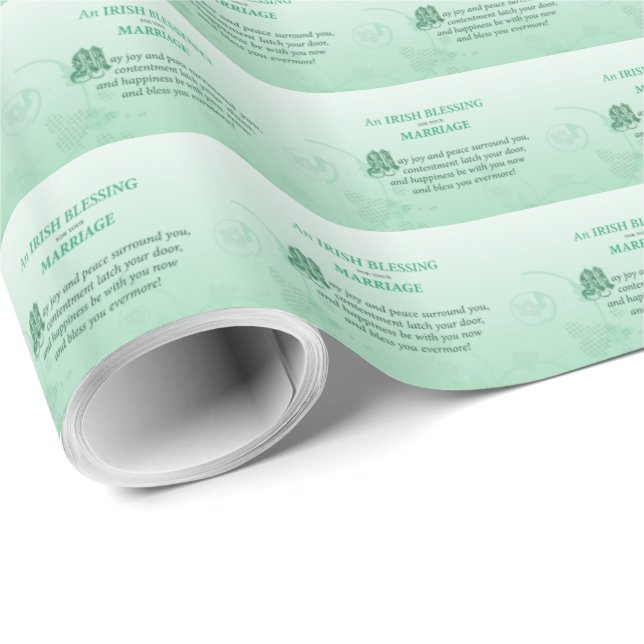 Irländskt bröllopsglädjeönskan välsignelse presentpapper (Rullad Hörn)