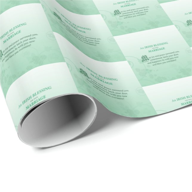 Irländskt bröllopsglückönskande välsignelse presentpapper (Rullad Hörn)