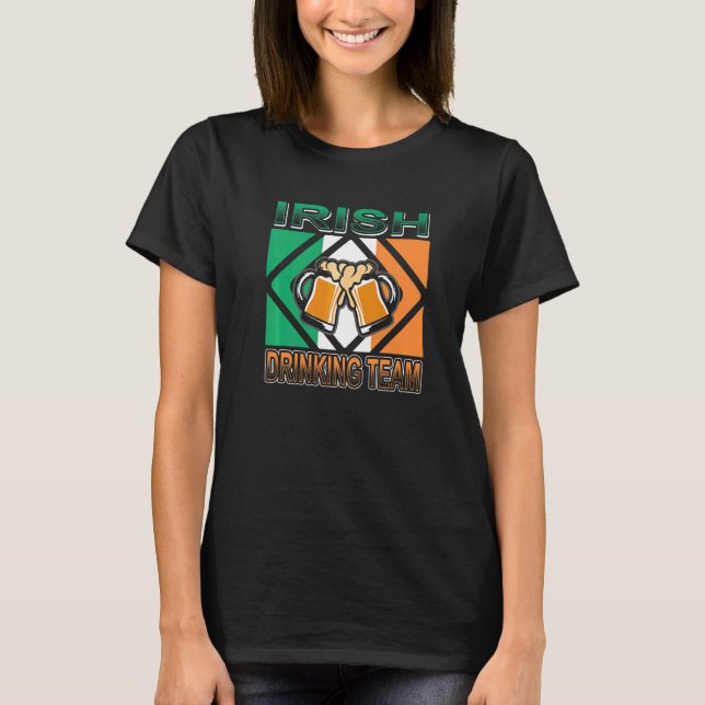 Irländskt Drickande Lag Ölfest Irland T Shirt (Framsida)