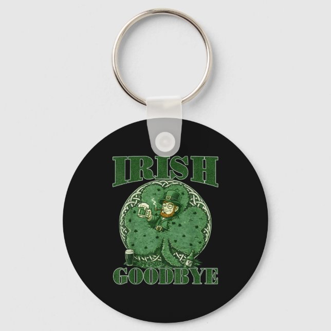 Irländskt farväl st patricks dag rolig leprechaun nyckelring (Framsida)