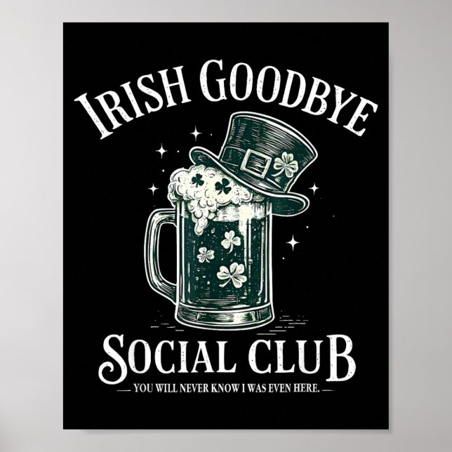 Irländskt hej då social klubb rolig st patricks da poster (Framsidan)