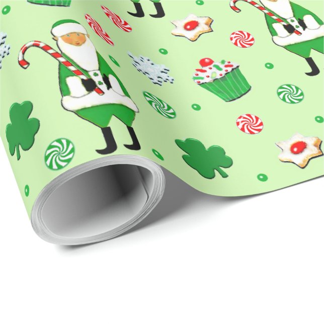 Irländskt julinpackningspapper presentpapper (Rullad Hörn)
