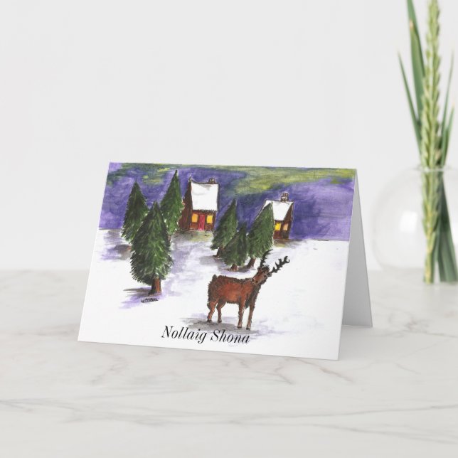 Irländskt julkort med Irish hälsning Helgkort (Framsida)