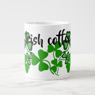 Irländskt kaffe, Irland shamrock, vit, klöver 9 Jumbo Mugg