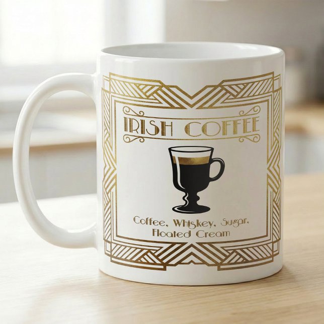 Irländskt kafferecept Guld Art Kaffemugg (Skapare uppladdad)