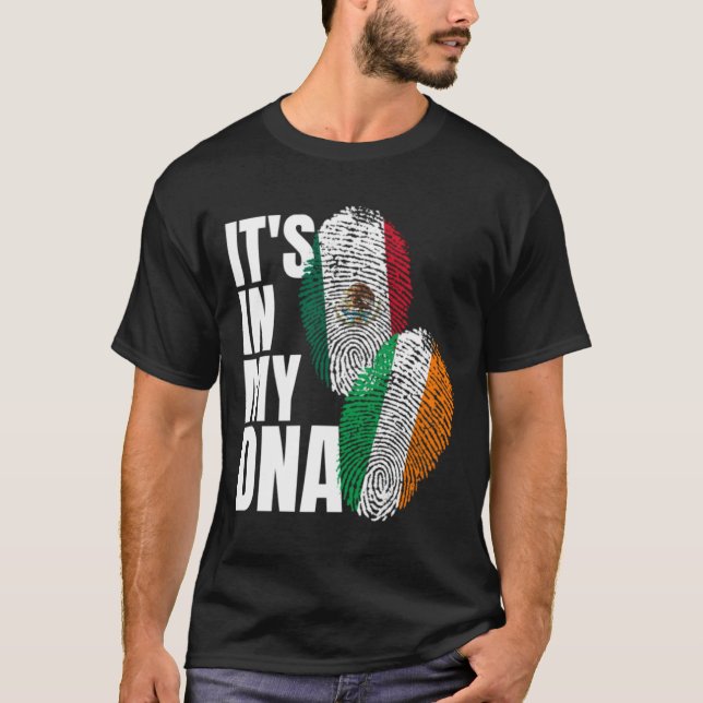 Irländskt och mexikanskt kulturarv DNA-Flagga Nati T Shirt (Framsida)
