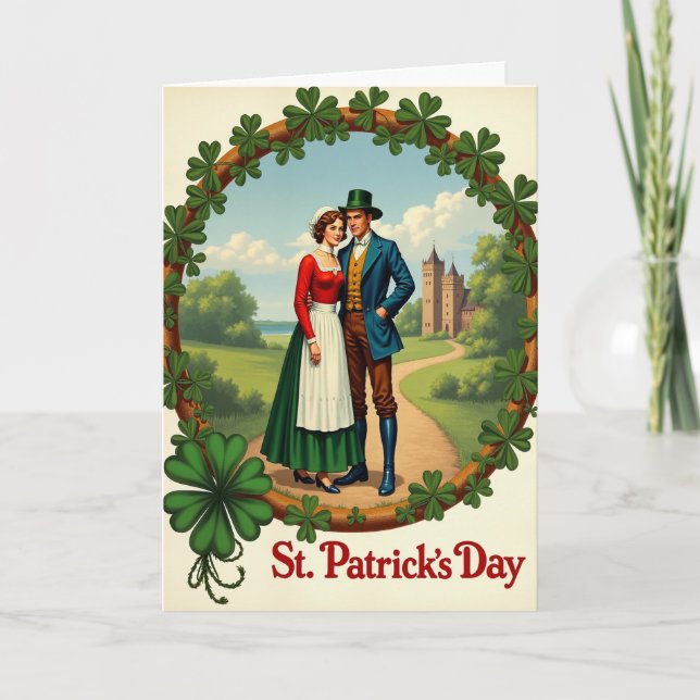 Irländskt Romantiskt St. Patricks Dag-kort Kort (Framsida)