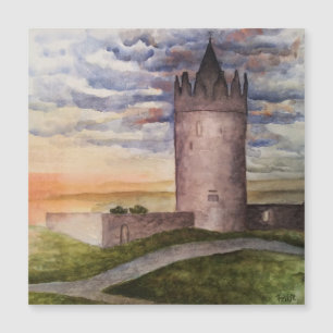 Irländskt slott akvarell Doolin, County Claire