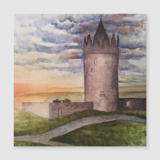 Irländskt slott akvarell Doolin, County Claire (Framsida)
