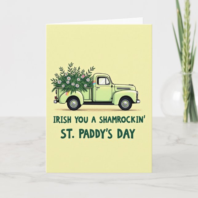 Irländskt St. Patricks Day-kort med lastbil Kort (Framsida)