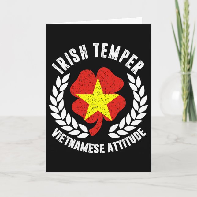 Irländskt temperament Vietnamesiskt attitydflagga  Kort (Framsida)