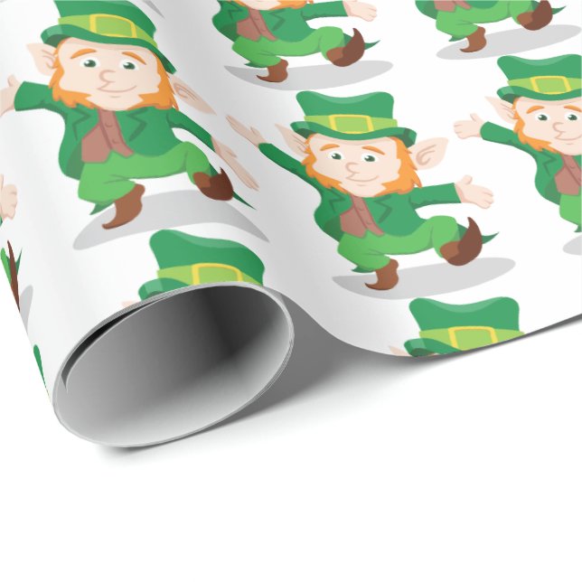 Irländskt troll som slår in dag för St. Patricks Presentpapper (Rullad Hörn)