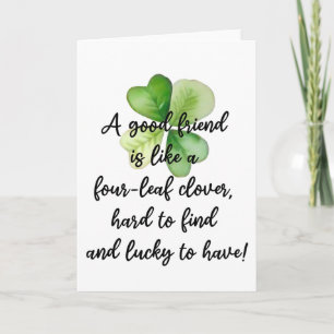 Irländskt välsignelse Lucky 4 Leaf Clover Vänskap Kort
