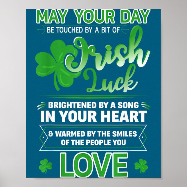 Irländskt välsignelse Lucky Quotes Ordspråk St. Pa Poster (Framsidan)
