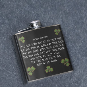 Irländskt välsignelse och Shamrocks Svart och Grön Fickplunta