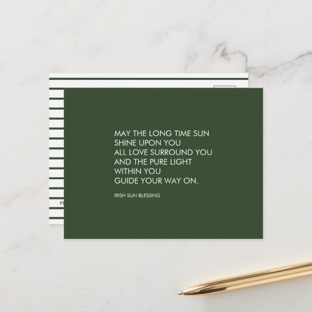 Irländskt välsignelseord vykort (Fram/Back In Situ)