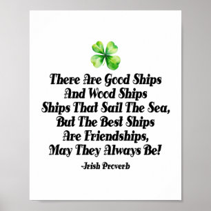 Irländskt vänskapsordspråk Keltiskt Shamrock-klöve Poster