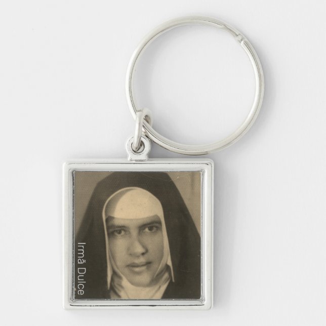 Irmã Dulce Classic Fyrkantig Silverfärgad Nyckelring (Framsidan)