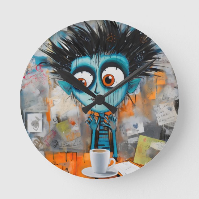 Irodovix Inkwell måndag morgon stollig Rund Klocka (Framsida)