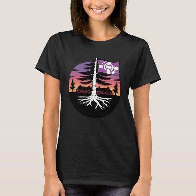 Irokesförbundet Flagga Native American Haudenos T Shirt (Framsida)