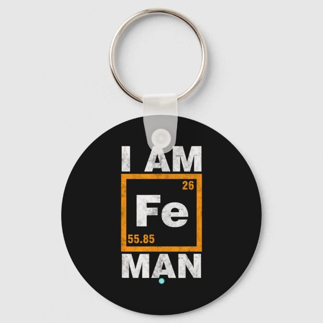 Iron (fe) Man Funny Periodic Elemen Gift  Nyckelring (Framsida)