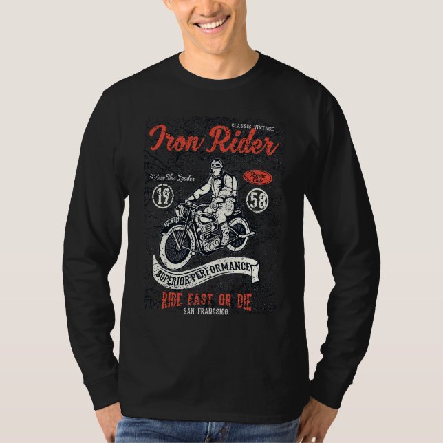 Iron Rider  motorcyclists and bikers T Shirt (Framsida)