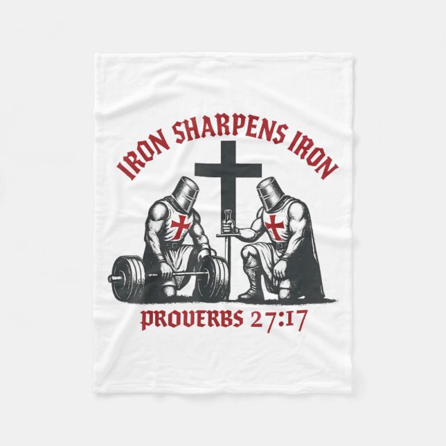 Iron Sharpens Iron Bible Scripture Christian Gym W Fleecefilt (Framsidan)