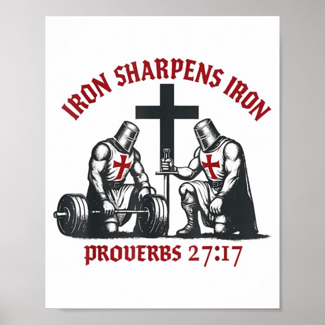 Iron Sharpens Iron Bible Scripture Christian Gym W Poster (Framsidan)