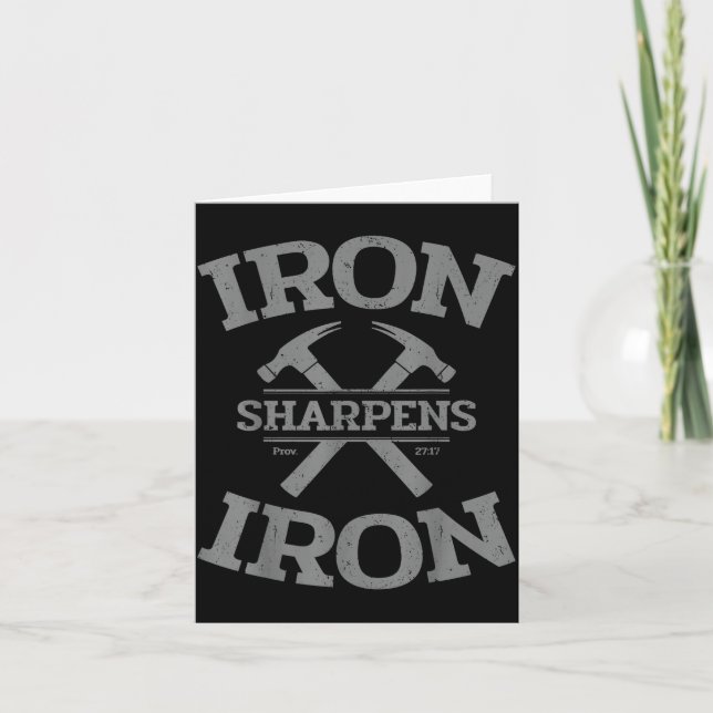 Iron Sharpens Iron Proverbs 27_17 Gym Workout Men  Kort (Framsida)