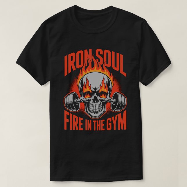 Iron Soul Skull Fitness Motivation Tee (Design framsida)