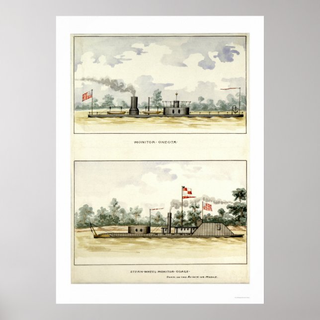 Ironclad Oneota by D.M.N. Stouffer 1864 Poster (Framsidan)