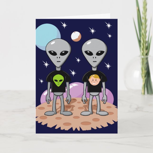 Ironic Alien Birthday Card Kort (Framsida)