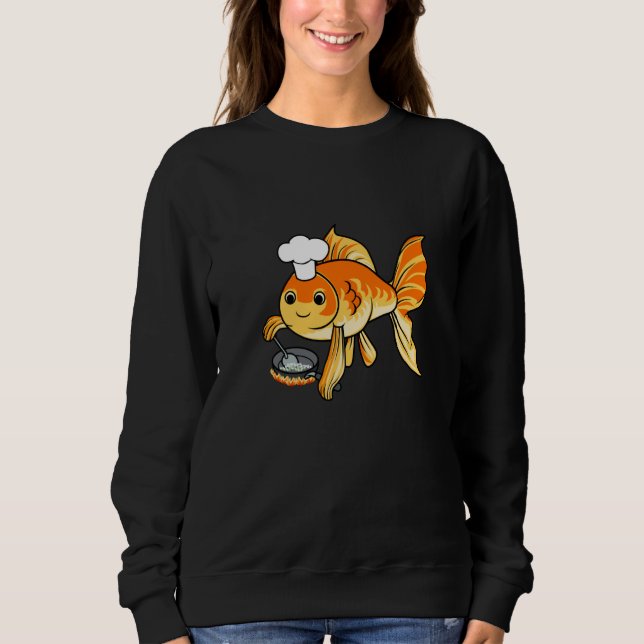 Ironic Goldfish Chef Cooking Aquaristics T Shirt (Framsida)