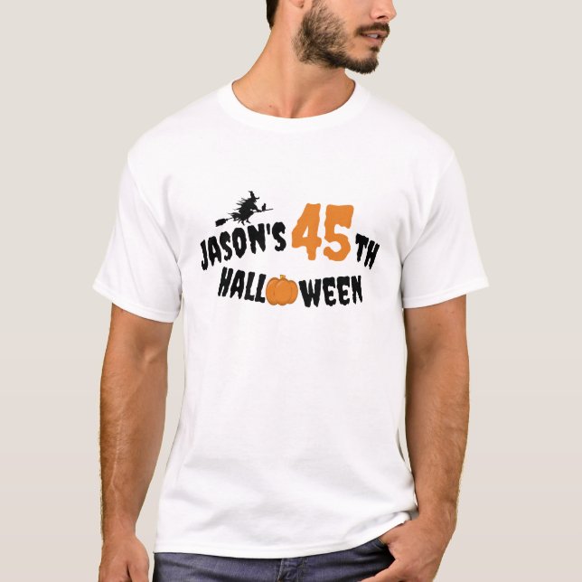 Ironic Halloween Pumpkin black typography witch T Shirt (Framsida)