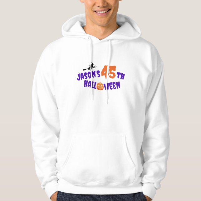 Ironic orange Halloween Pumpkin purple witch Hoodie (Framsida)