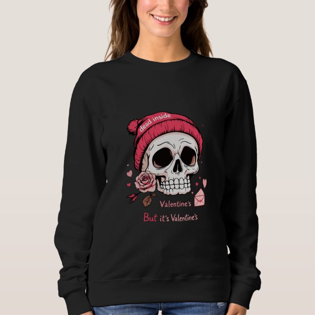 Ironic Valentine Skull T Shirt (Framsida)