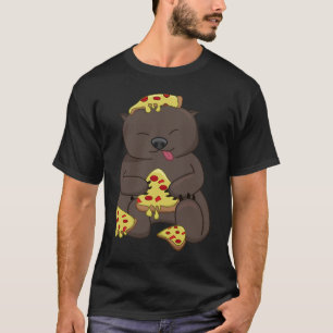 Ironic Wombat Eating Pizza Cute Rodent T Shirt