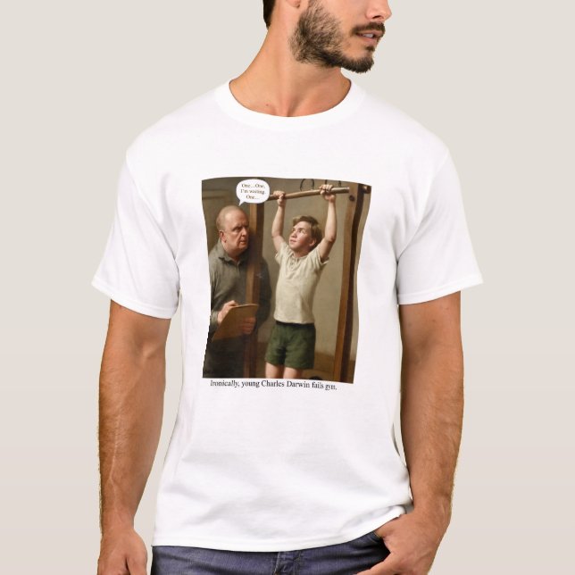Ironically, young Charles Darwin fails gym. T Shirt (Framsida)