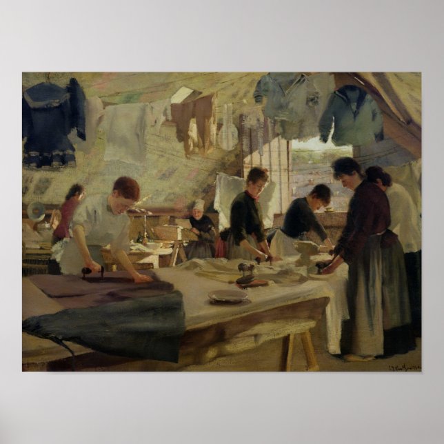 Ironing Workshop i Trouville, 1888 Poster (Framsidan)