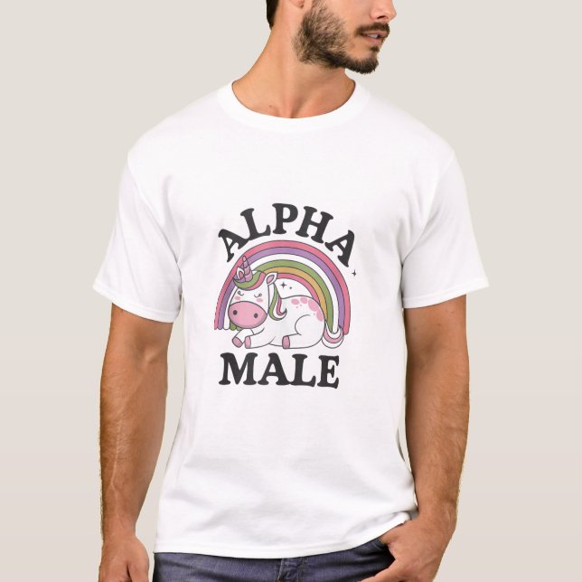 Ironisk Alfabetsstark Enhörning Regnbåge Linne_1 T Shirt (Framsida)